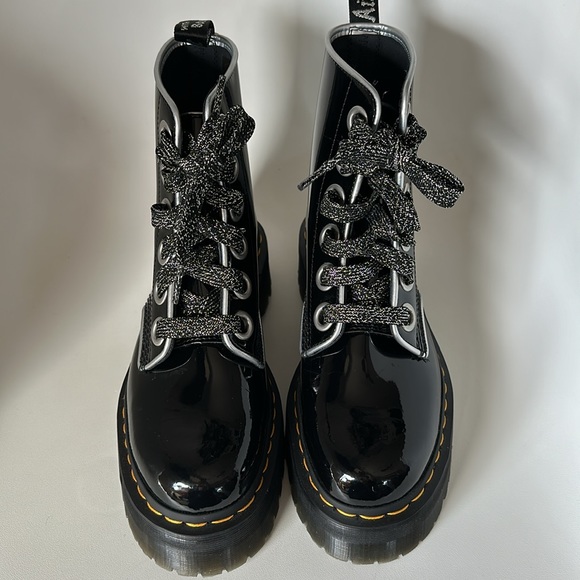 DR. MARTENS Black Patent Molly Boots - Picture 4 of 10